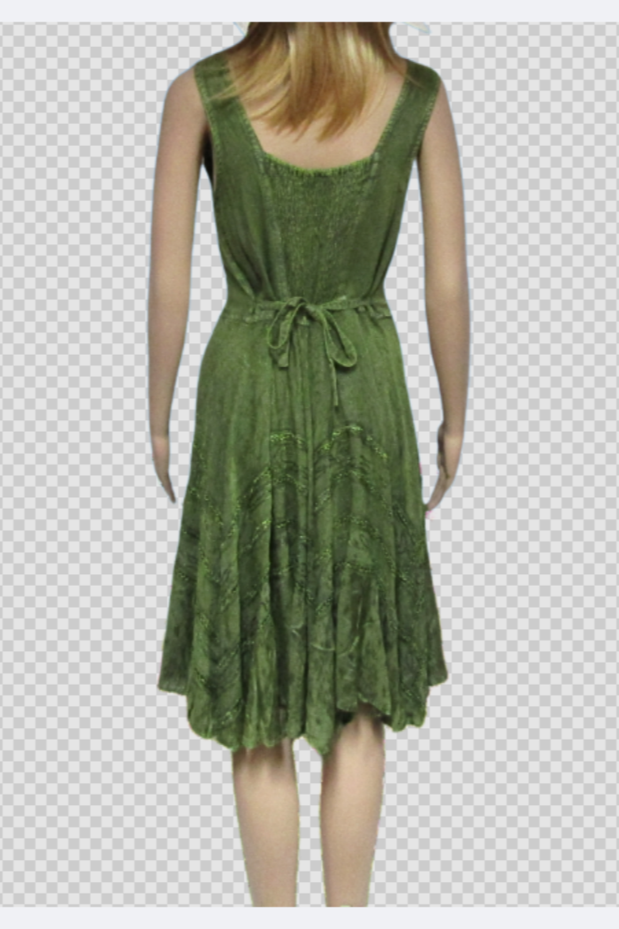 Fitted and Flared Flattering Dress in Olive Green – kimbals