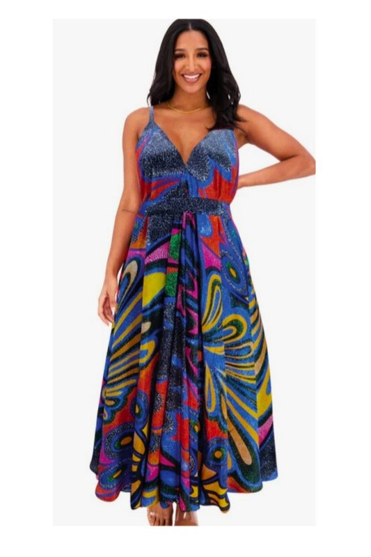 Graphic Print Silk Blend Maxi Dress