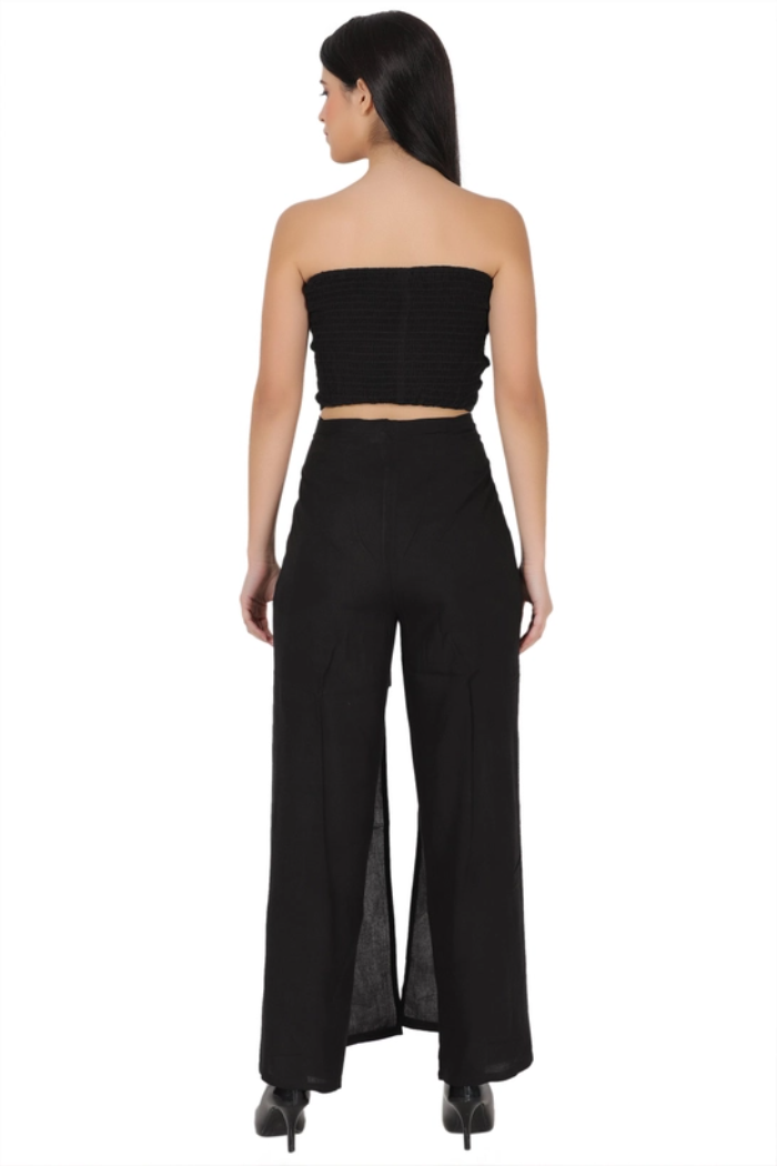 Two-Piece Wrap Pant Set - Solid White or Black