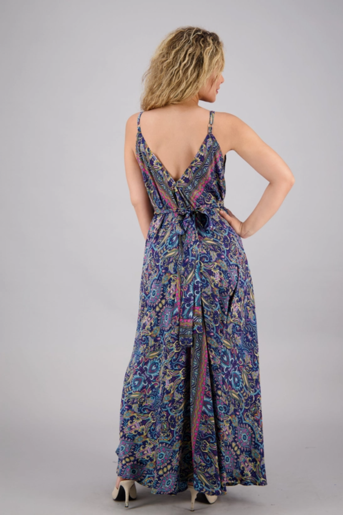 Maxi Silk Blend Spaghetti Strap Dress