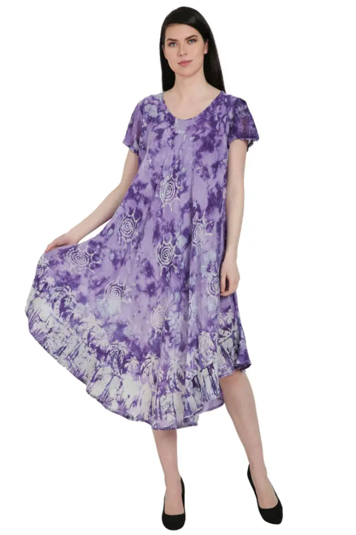 Tie Dye Umbrella Dress with Embroidered Sleeve