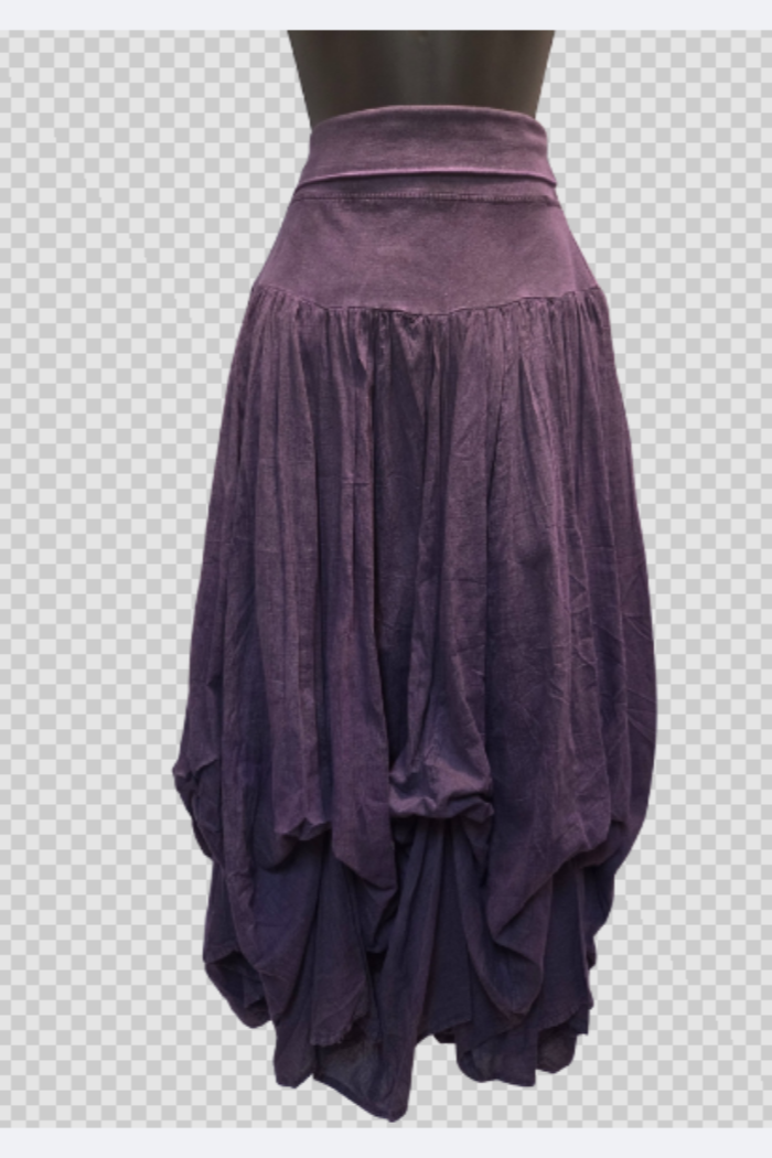 Cotton Bubble Maxi Skirt in Purple