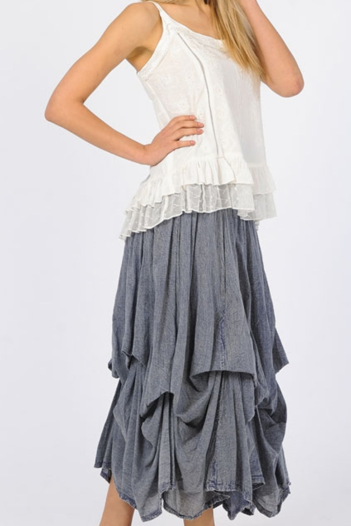 Cotton Bubble Maxi Skirt - Solid Colors