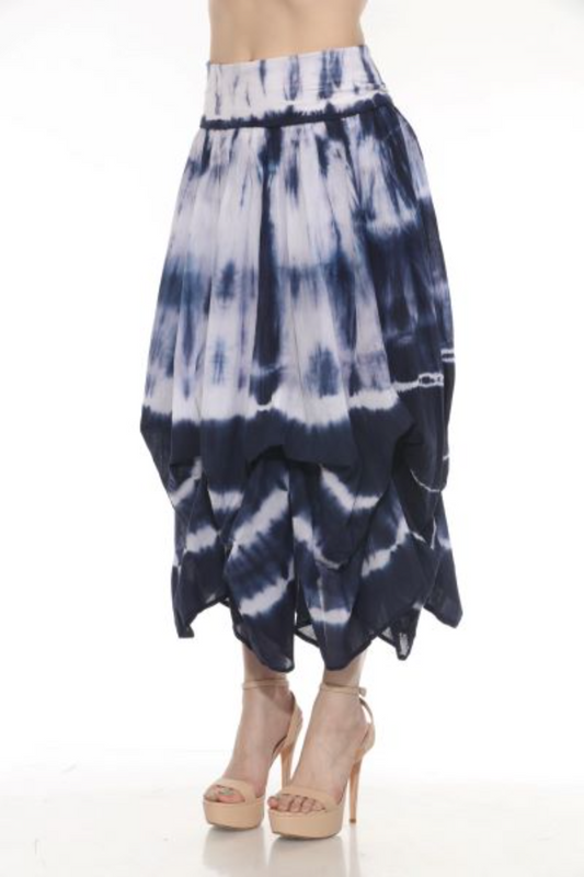 Cotton Bubble Maxi Skirt - Tie Dye