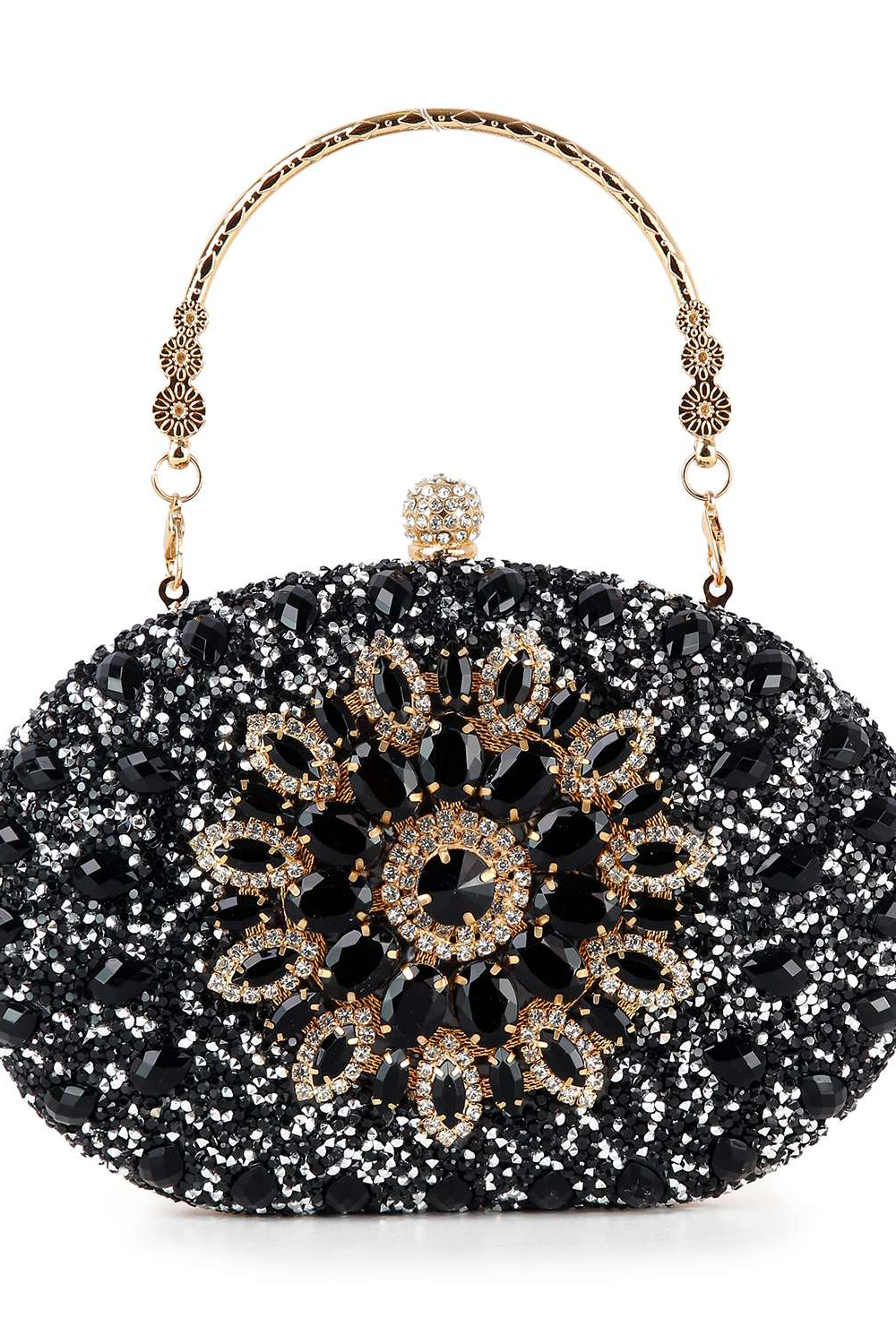 Vintage Sparkle Black & Clear Crystal Evening Bag
