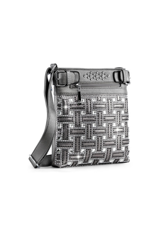 Dazzling Geometric Design Pewter Crossbody