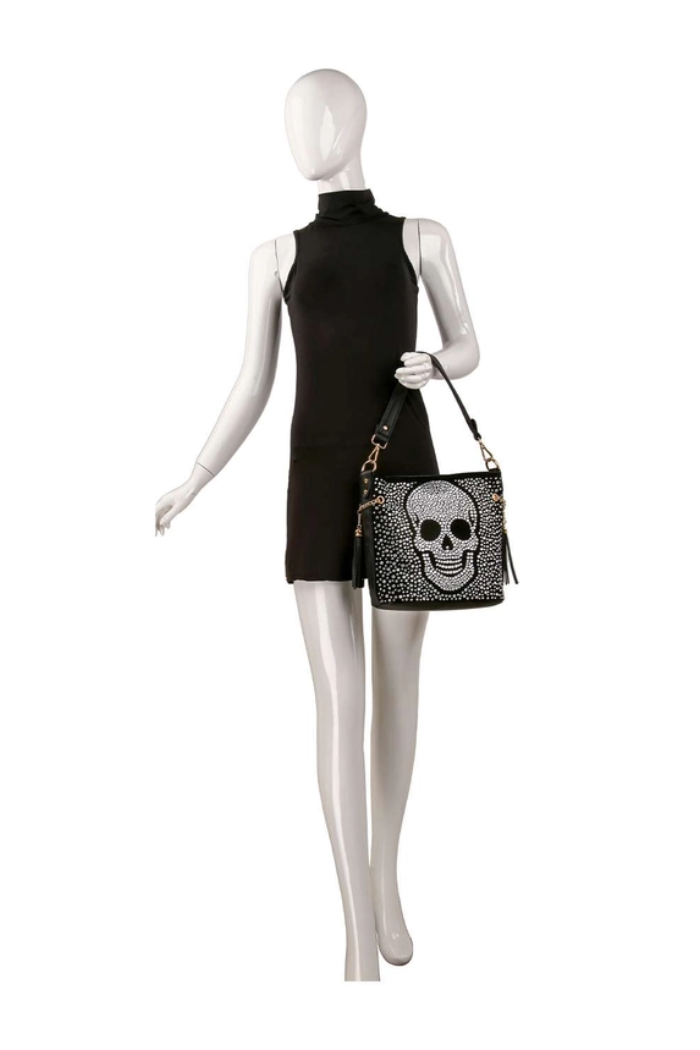 Sparkling Jolly Skull Handbag - Black