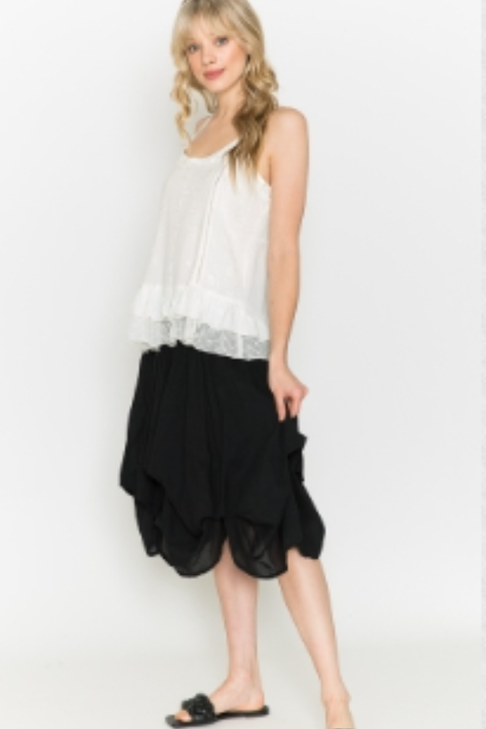 Cotton Bubble Mini Skirt in Black