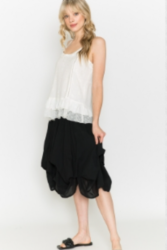 Cotton Bubble Mini Skirt in Black