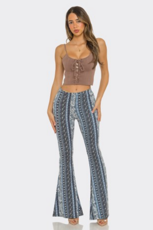 Boho Floral Print Flared Pants