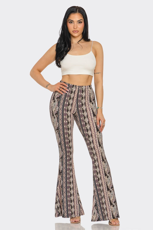 Boho Paisley Print Flared Long Pant