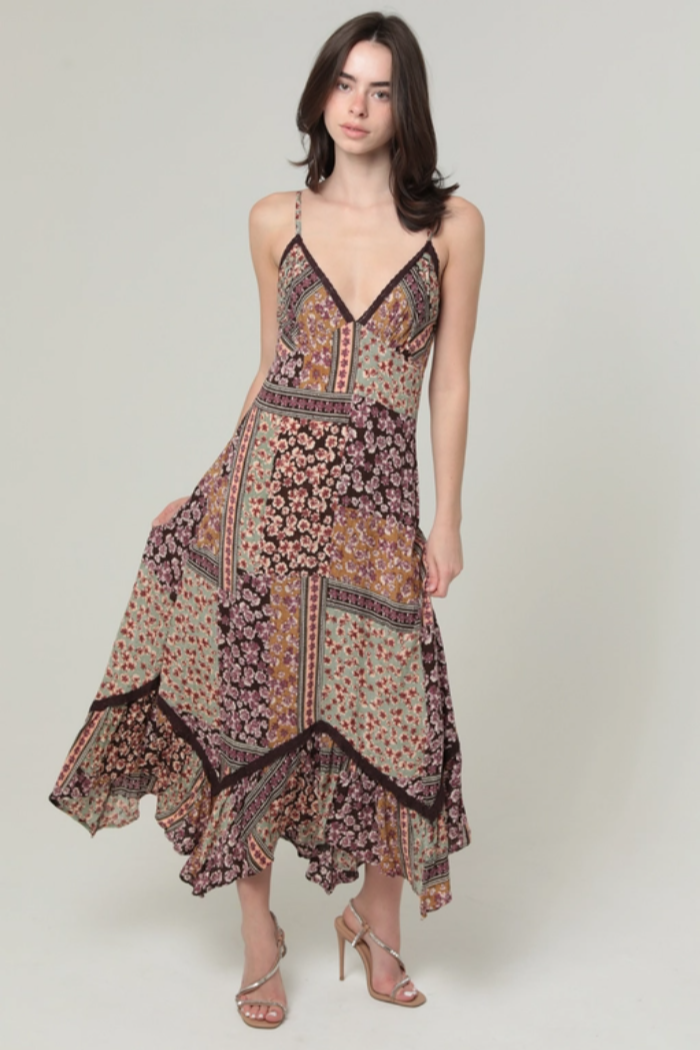 Patchwork Floral Slip Dress