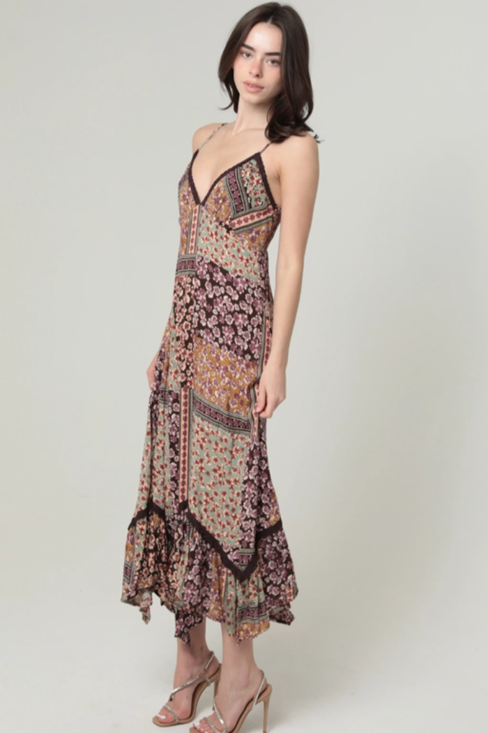 Patchwork Floral Slip Dress