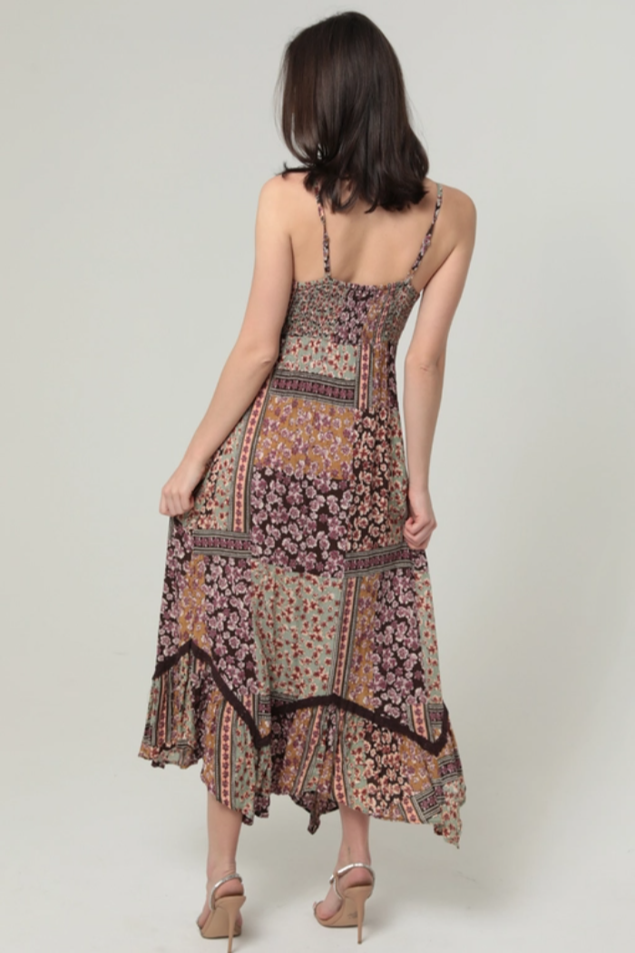Patchwork Floral Slip Dress
