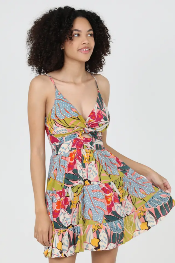 Floral Tie-Front Mini Dress