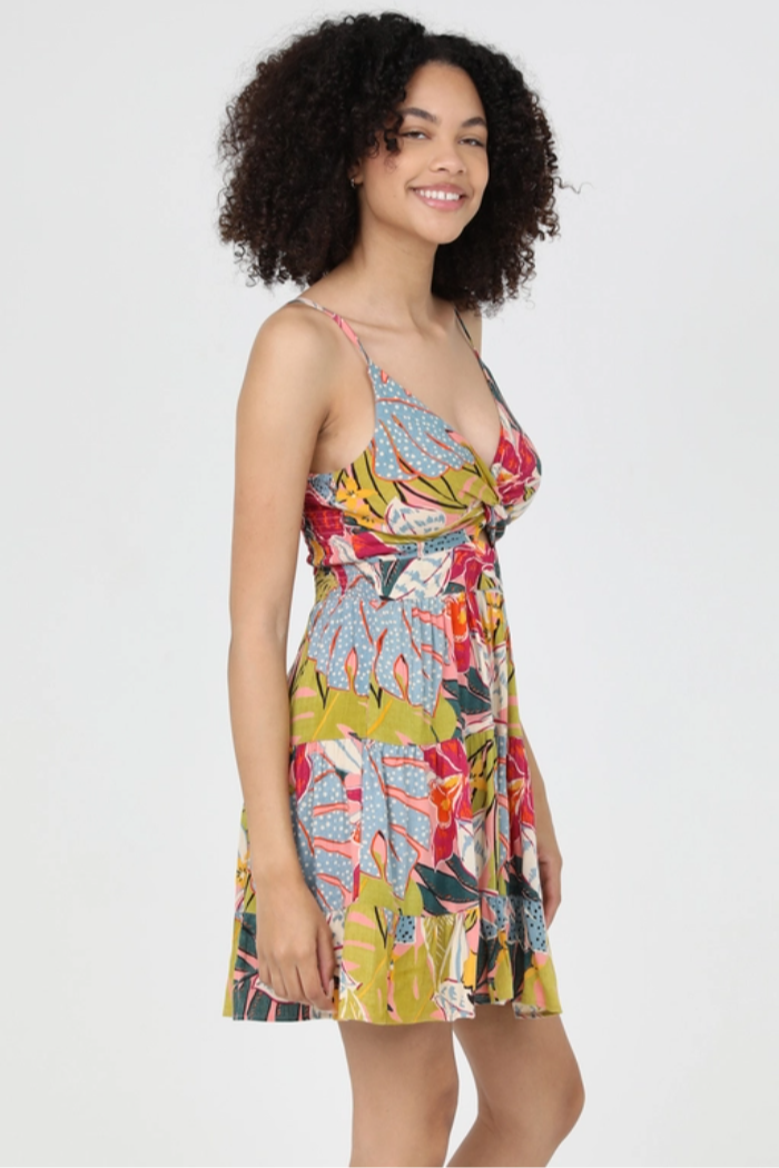 Floral Tie-Front Mini Dress