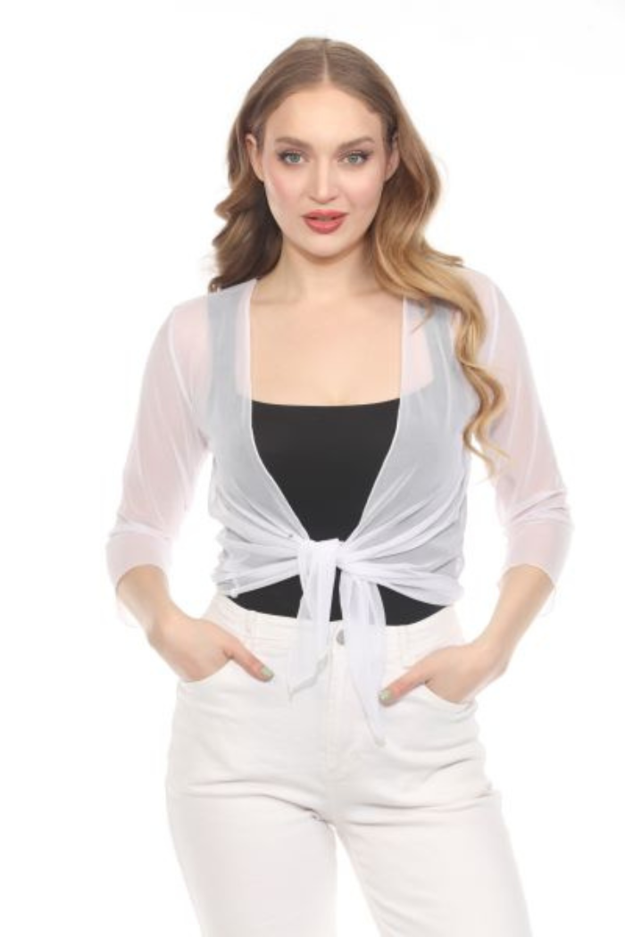 Sheer Tie-Front Shrug