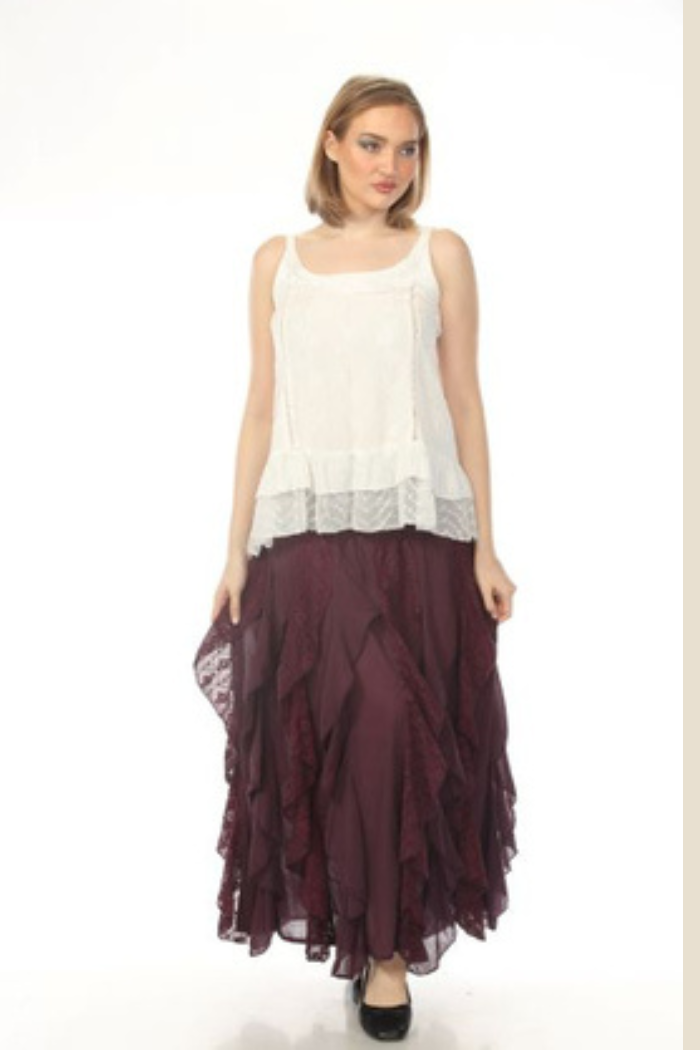 Ruffled Cotton Skirt in Purple