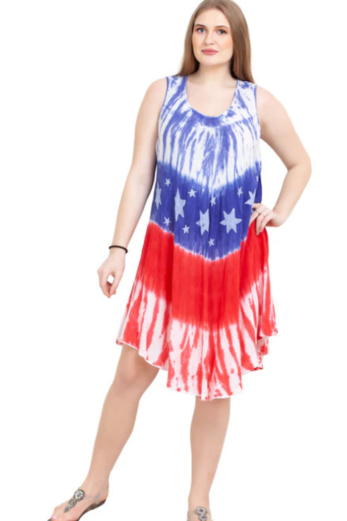 Americana Print Bias Cut Dress