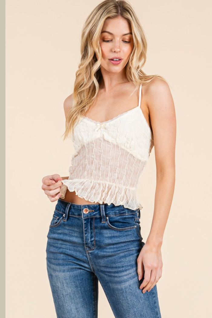 Textured Cami Ruffled Hem