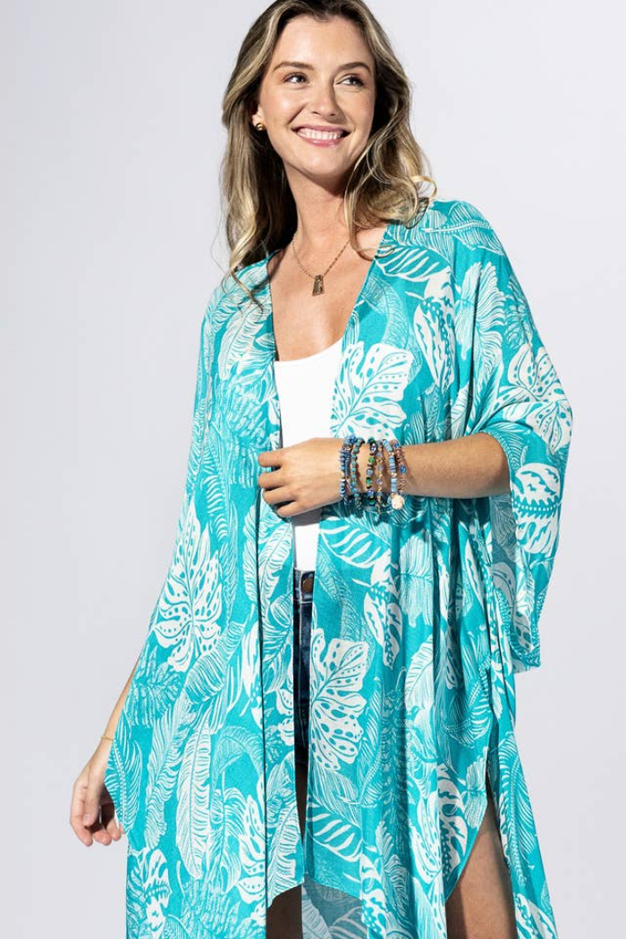 Bohemian and Glam Kimono - Aqua Palm