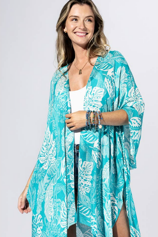 Bohemian and Glam Kimono - Aqua Palm