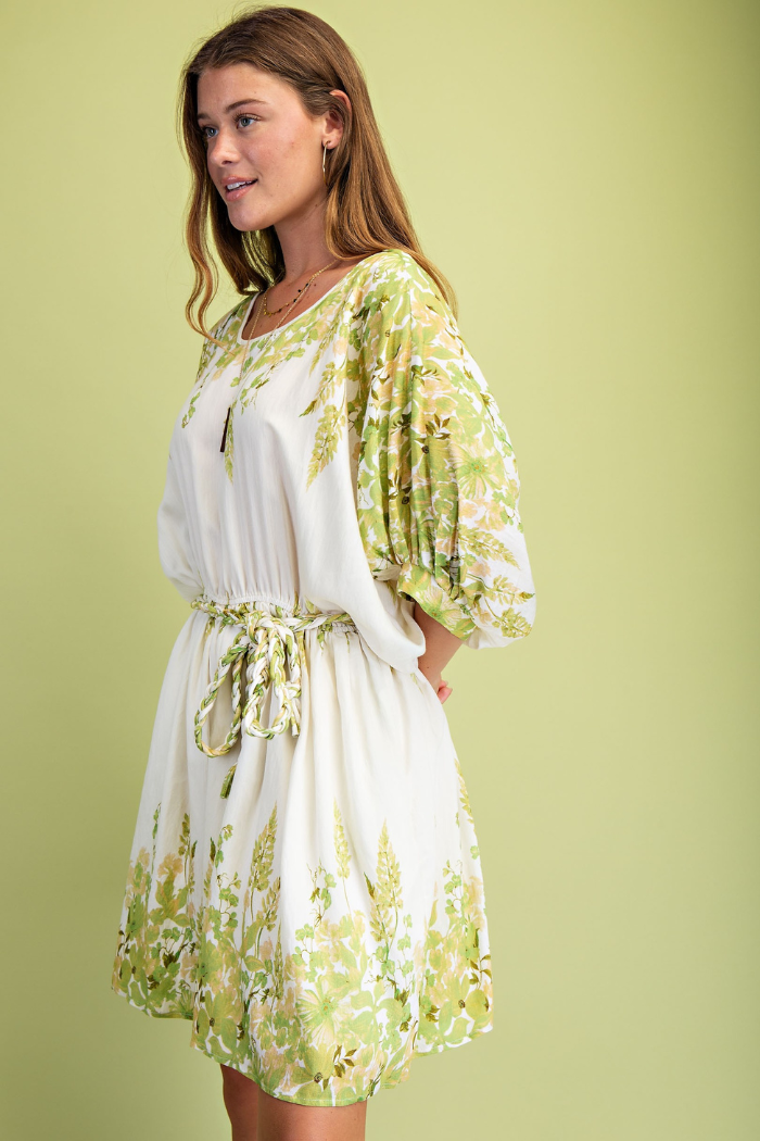 Floral Print Dolman Sleeve Mini Dress