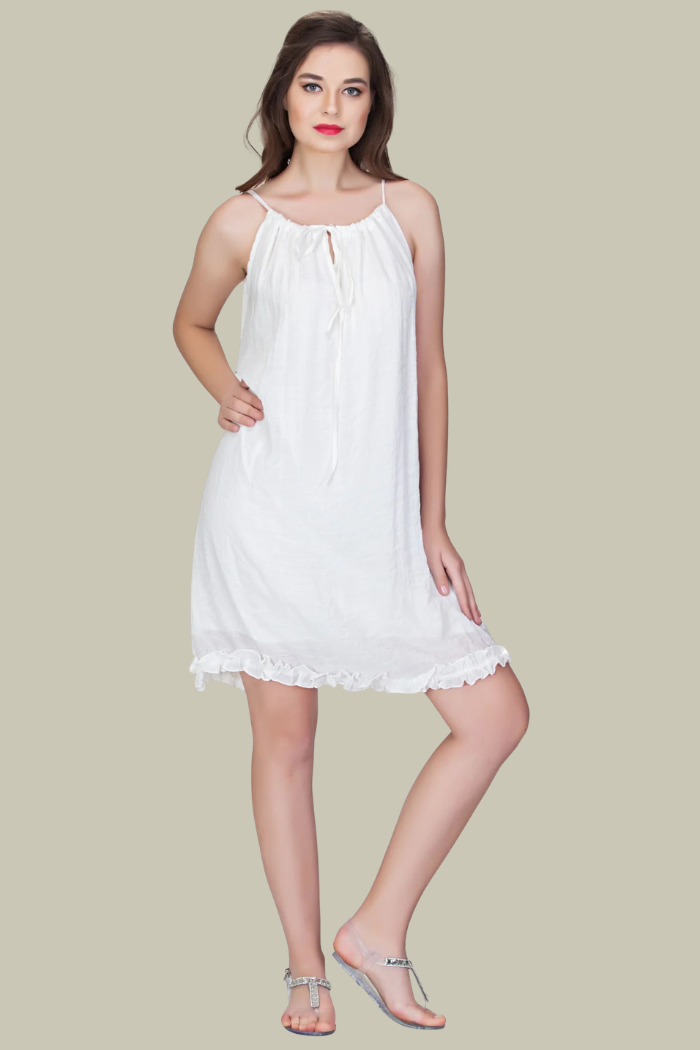 gauzy mini dress Vintage Gauzy Cotton Mini Dress White Boho Angel Sleeve Tunic O/S