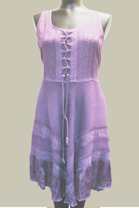 LaceUp Bodice Flared Skirt Lavender Dress