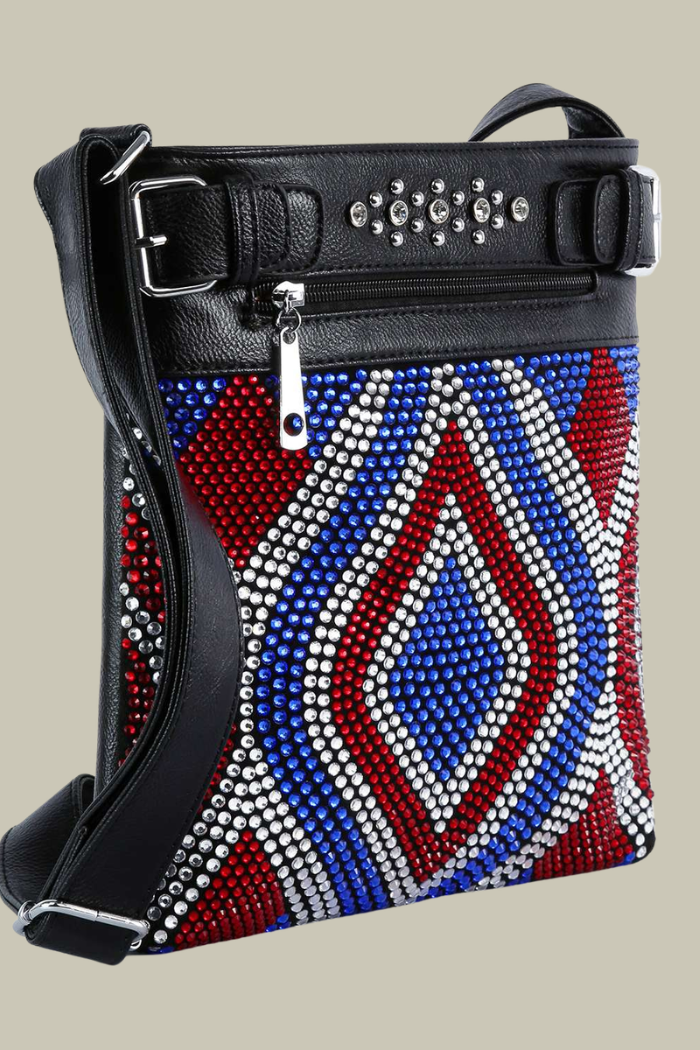 Patriotic Rhinestone Design Crossbody Sling