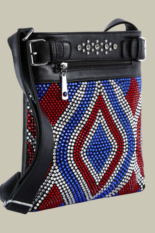 Patriotic Rhinestone Design Crossbody Sling