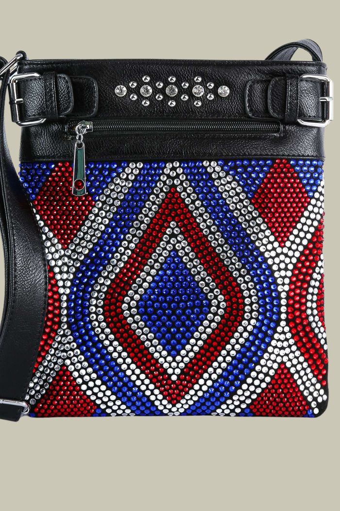 Patriotic Rhinestone Design Crossbody Sling