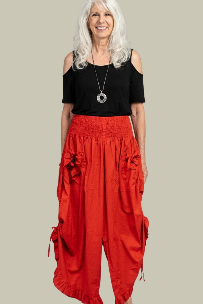 Red Ruffle Maxi Skirt