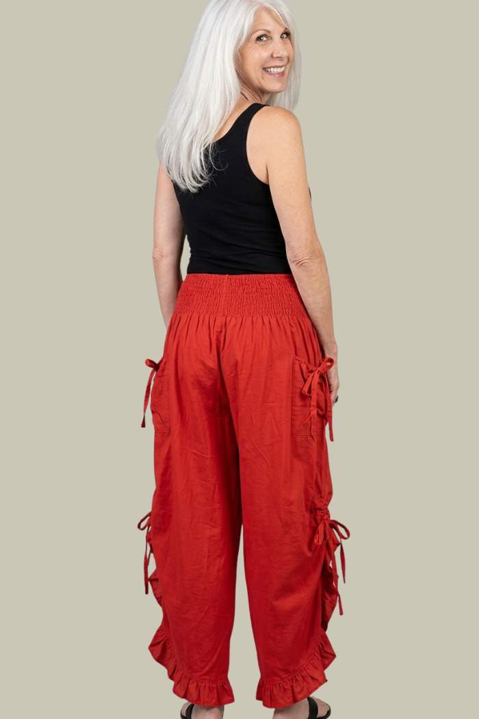 Red Ruffle Maxi Skirt