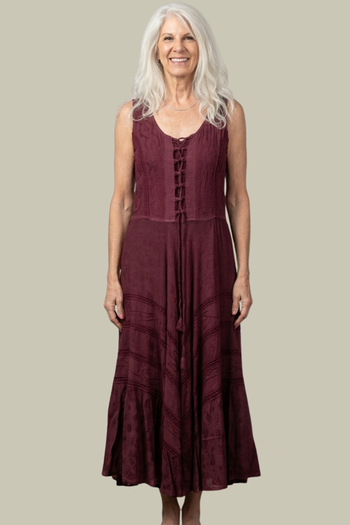 Corset Style Bodice Fit & Flare Midi Dress