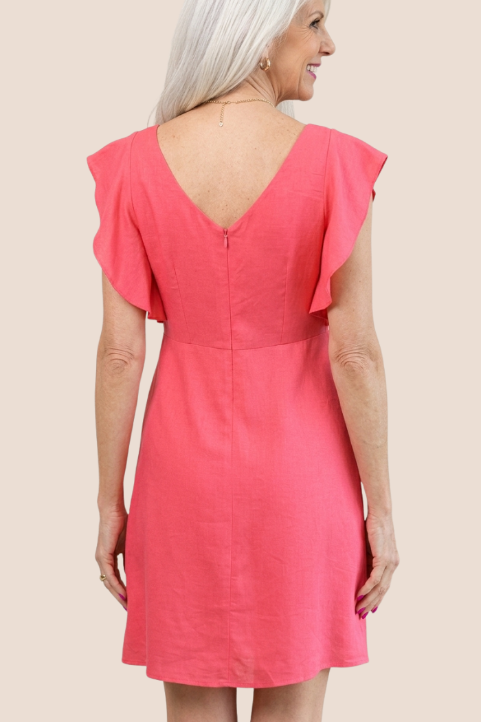 Twist Front Flutter Sleeve Mini Dress