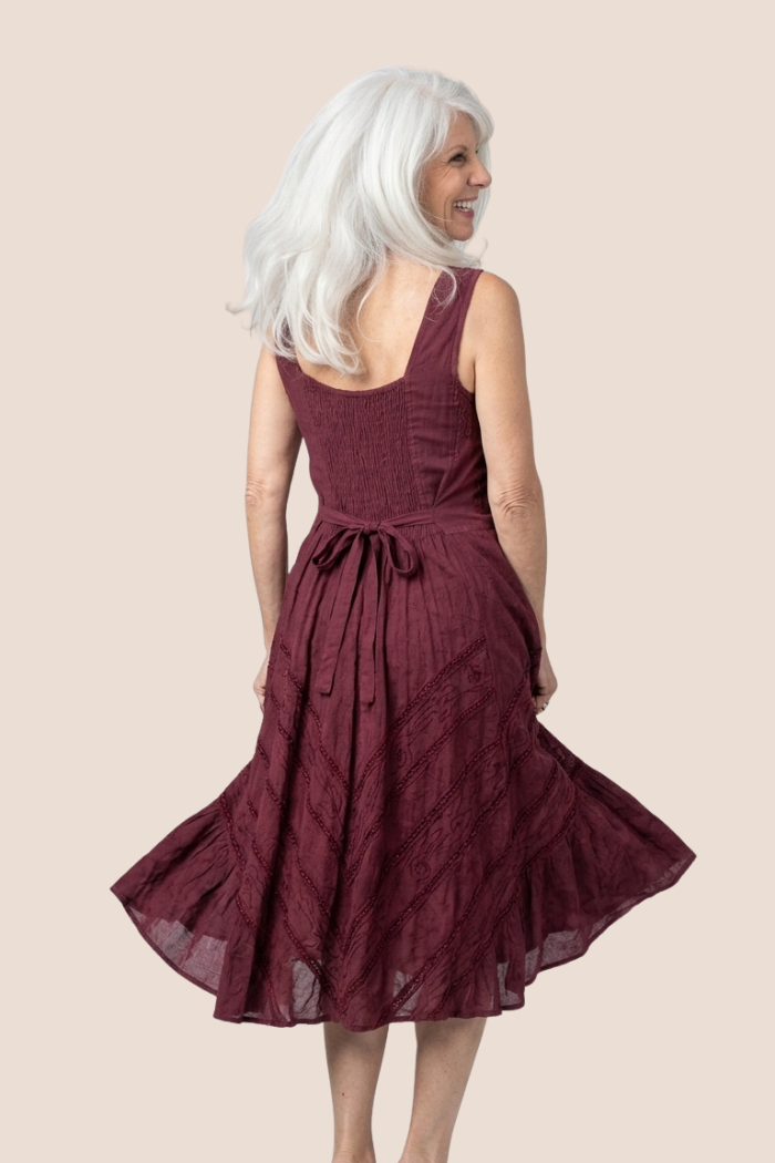 Corset Style Bodice Fit & Flare Midi Dress