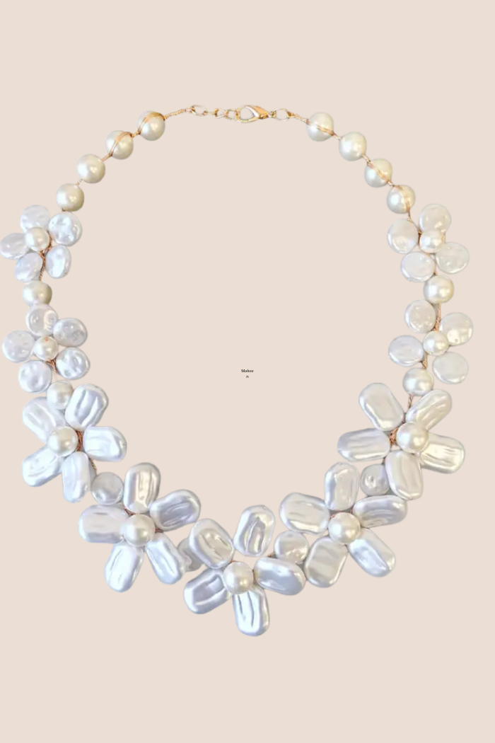 Flower Collar Pearl Statement Necklace