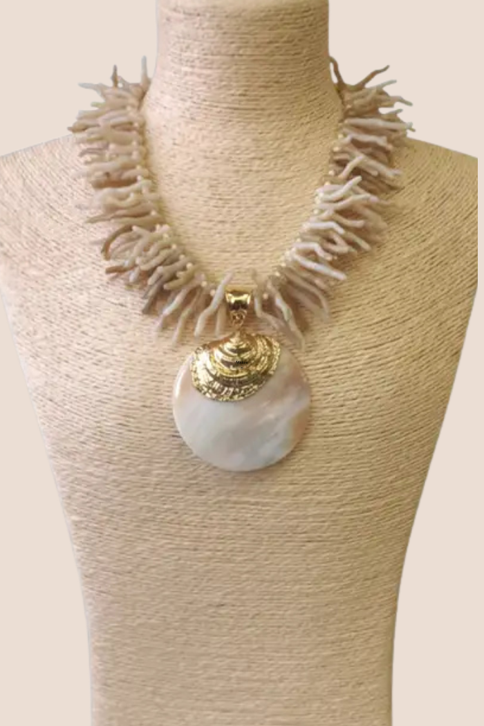 White Coral Branch Shell Necklace