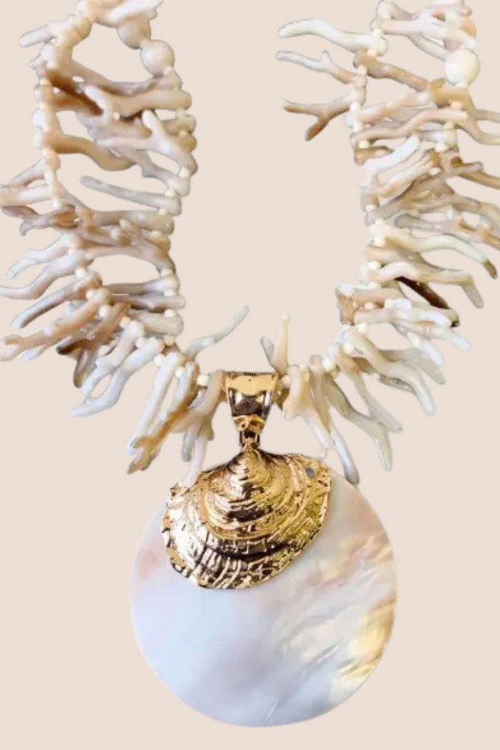 White Coral Branch Shell Necklace
