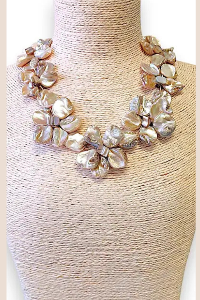 Seashell Flower Statement Necklace