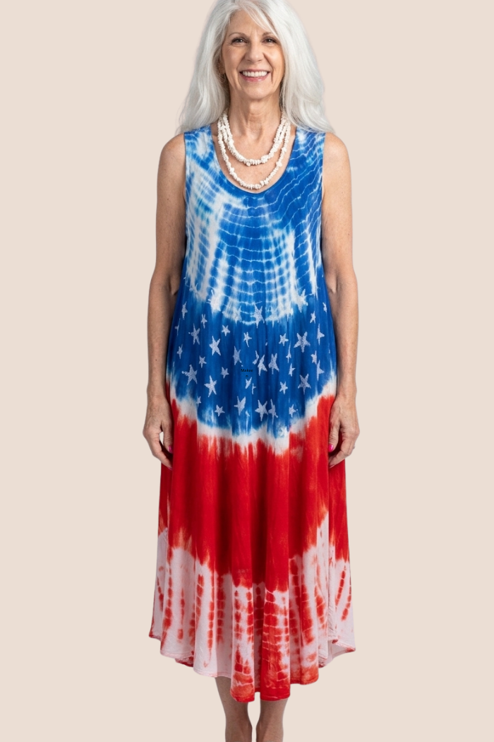 Americana Print Bias Cut Dress
