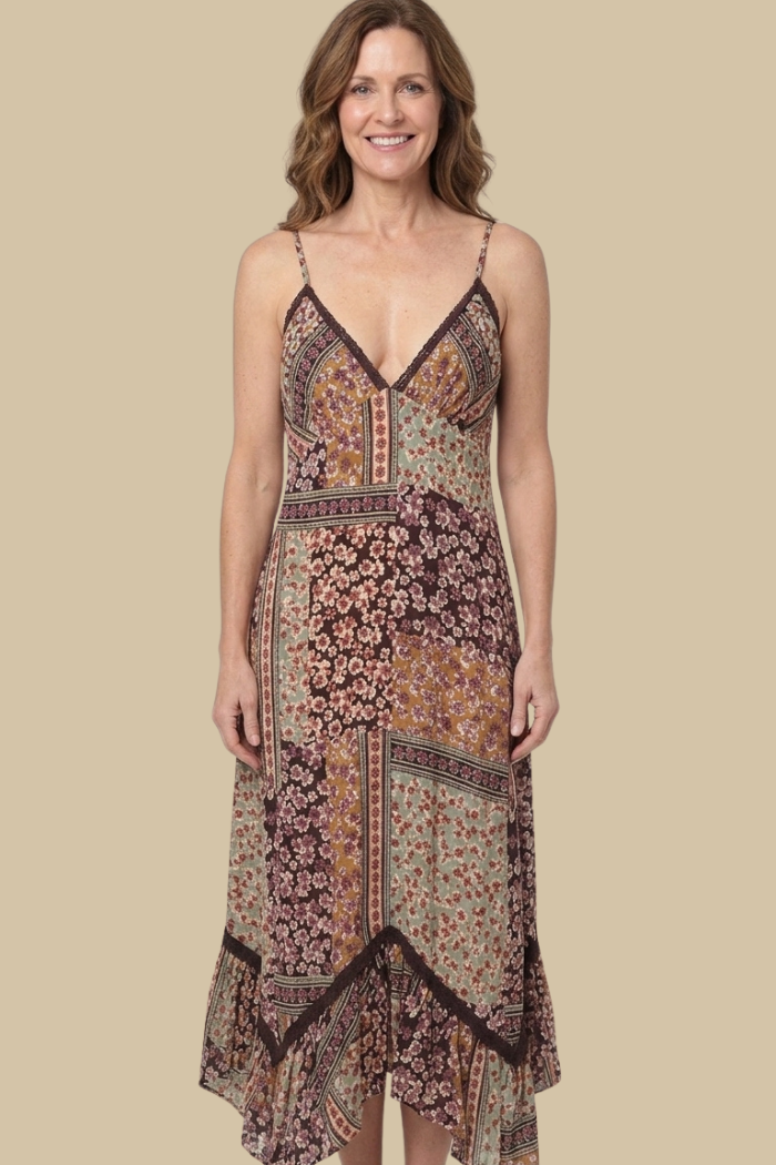 Patchwork Floral Slip Dress