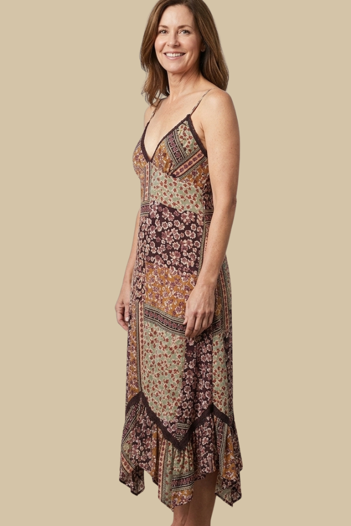 Patchwork Floral Slip Dress