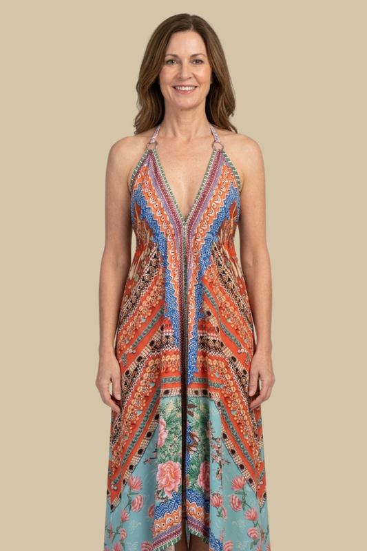 Silky Long Sparkling Halter Dress