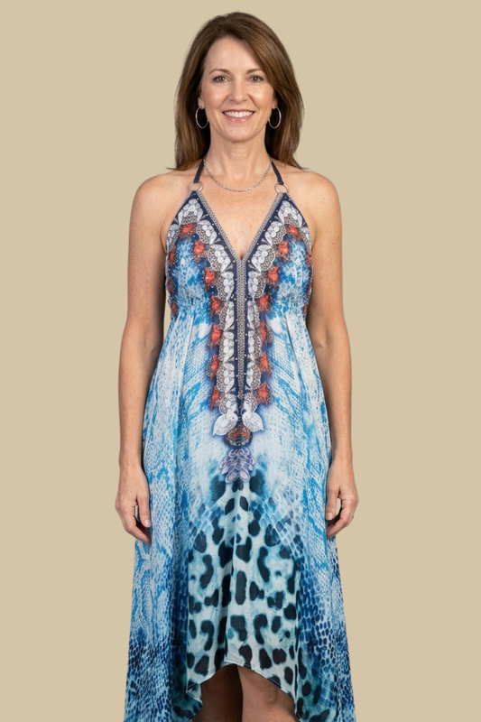 Silky Sparkling Maxi Halter Dress -3