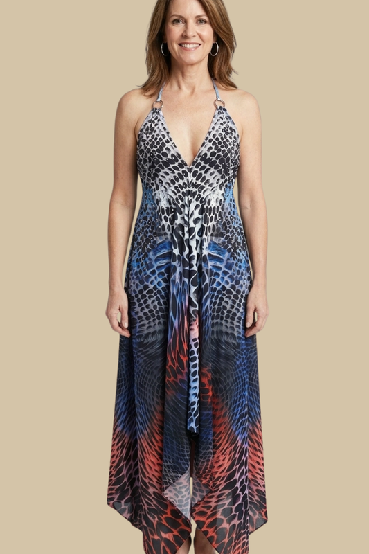 Silky Long Sparkling Halter Dress