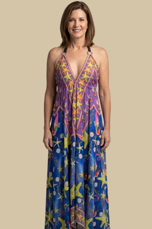 Silky Long Sparkling Halter Dress