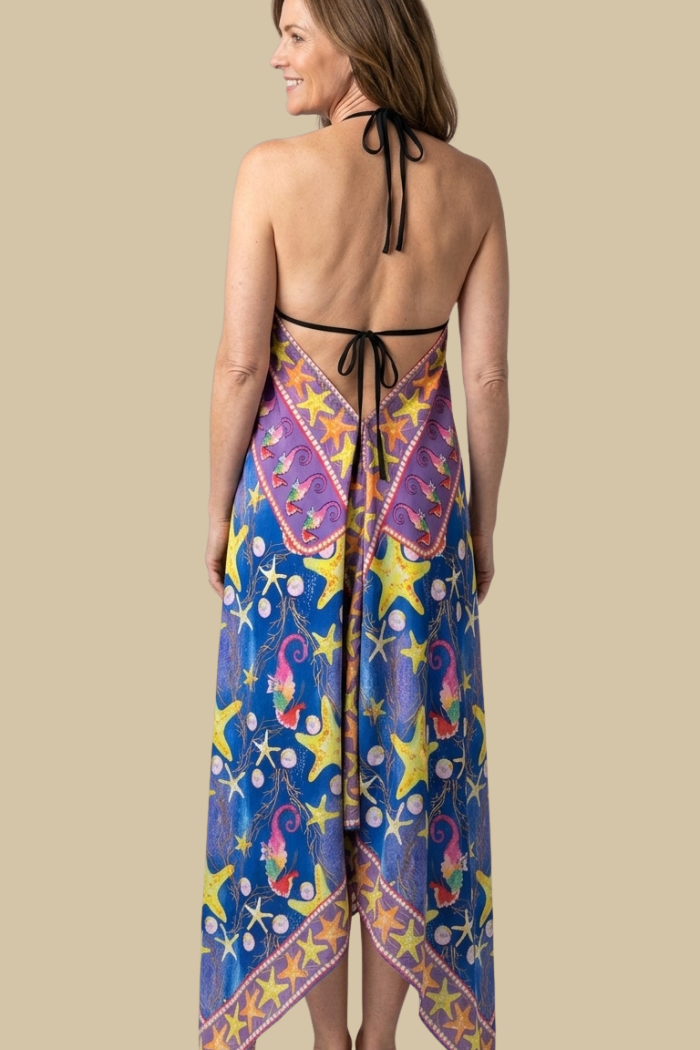 Silky Long Sparkling Halter Dress