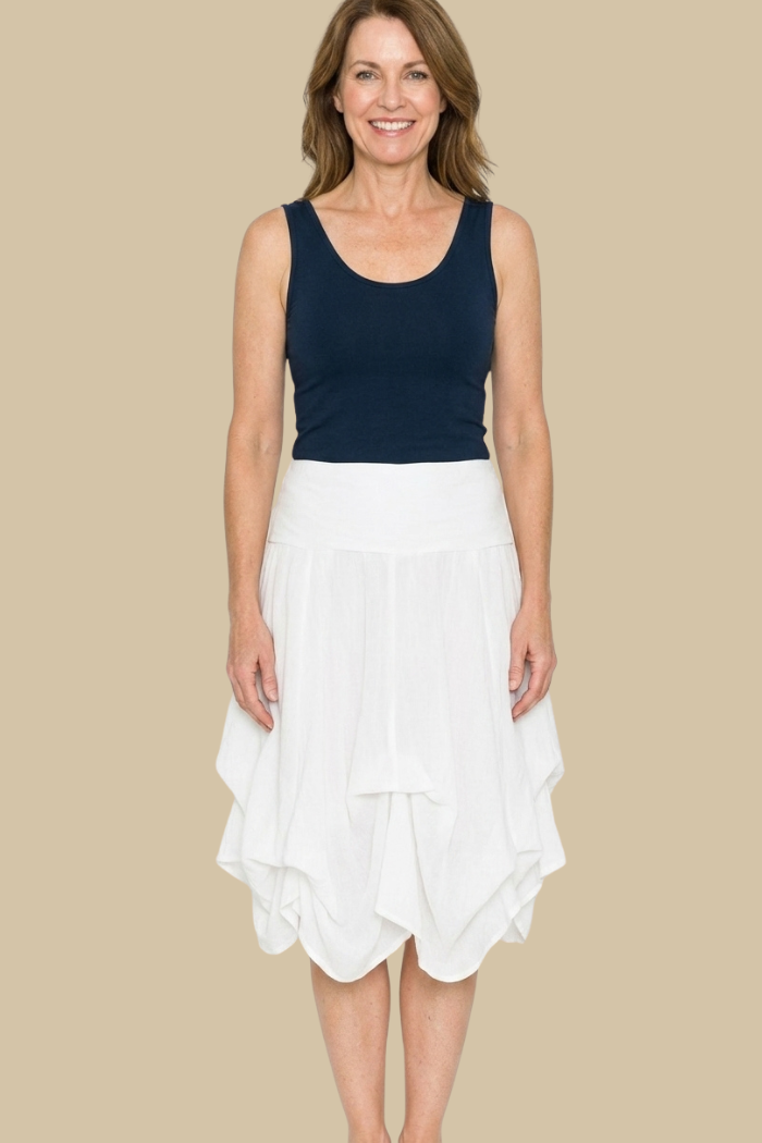 Cotton Boho Mini Bubble Skirt in White